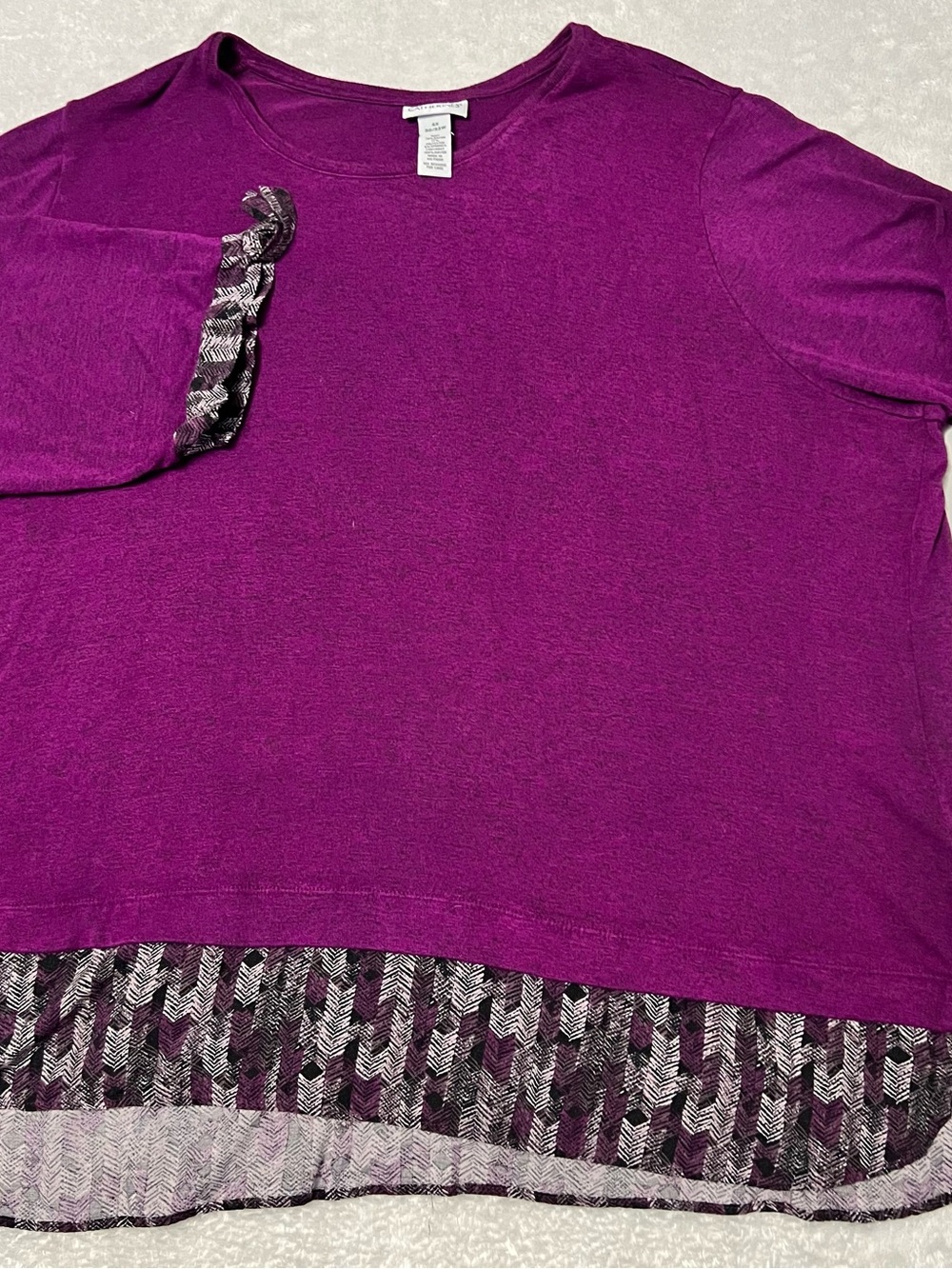 Catherines Deep Purple Layered-Hem Long Sleeve Top 4X